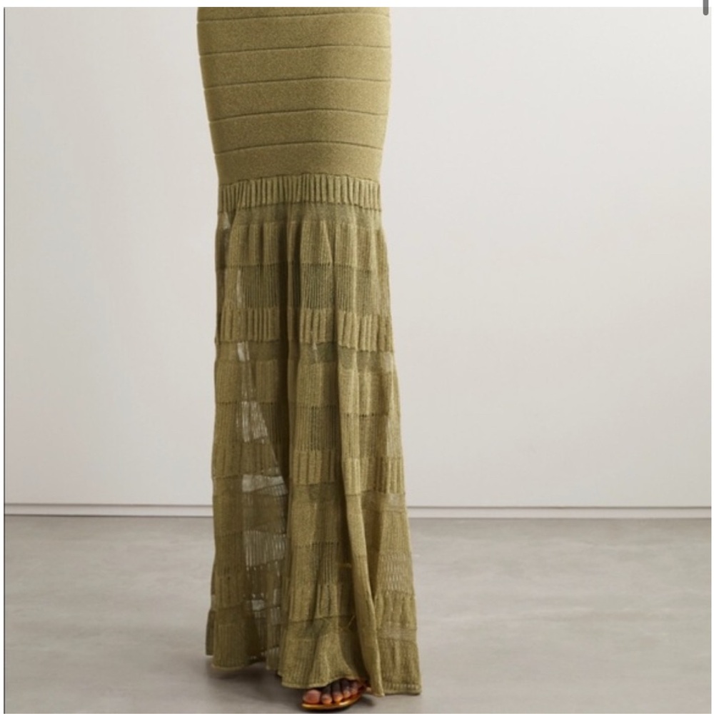 Herve Leger BNWT size xs metallic gold gown high neck concealed zipper - Picture 10 of 13